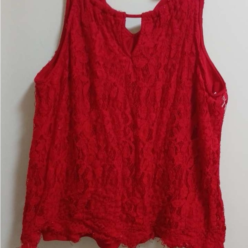 No Boundaries Red Lace Tank Top